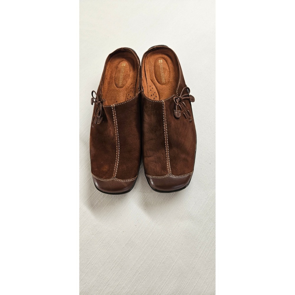 Naturalizer Womens Brown Suede Leather Slip On Mules Clogs Bow Detail Size 9M